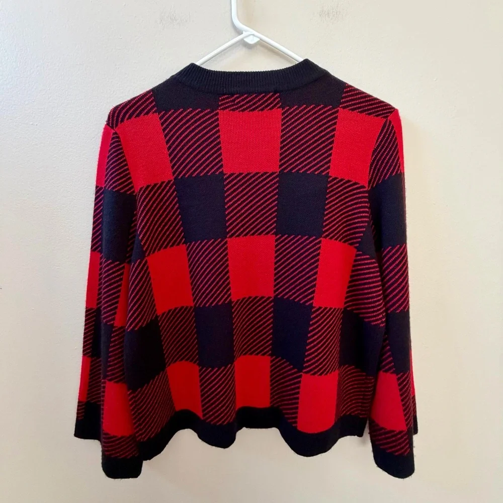 Red and Black Checkered Cardigan Sweater Sz PM